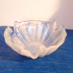 Blue and White Glass Swirl Bowl